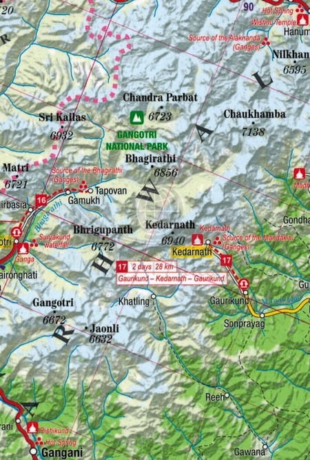 Himalaje indyjskie 1:350 000. Laminowana mapa trekkingowa wydawnictwa TerraQuest. Fragment 2