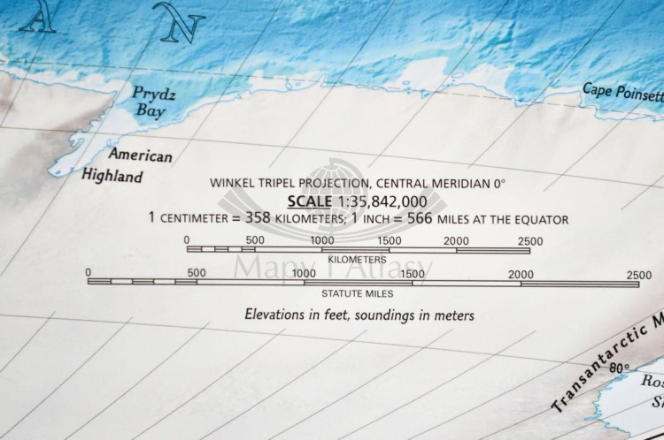 Świat 1:35 842 000. Mapa ścienna fizyczna wydawnictwa National Geographic. Fragment 7