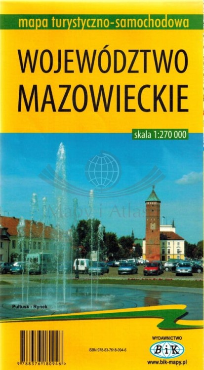 Województwo mazowieckie 1:270 000. Mapa turystyczno-samochodowa wydawnictwa BiK. Okładka