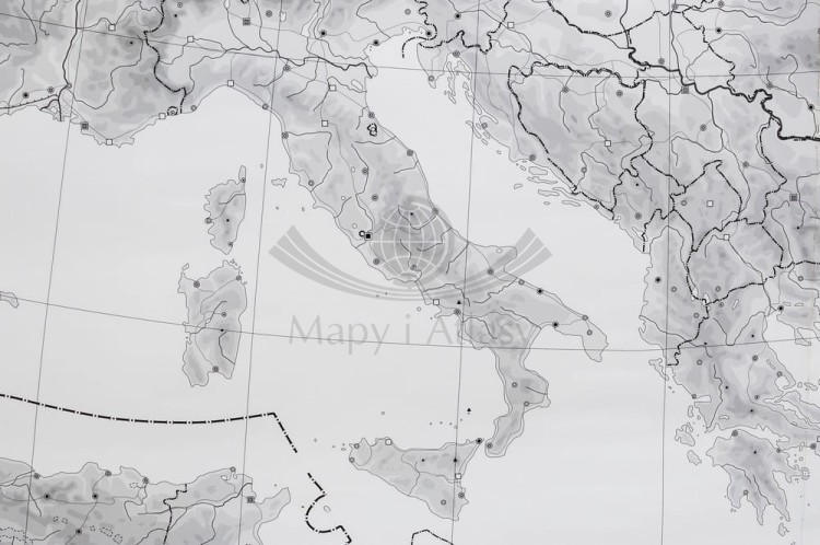 Europa 1:3 300 000. Dwustronna mapa ścienna. Strona konturowa (do ćwiczeń) - fragment 3