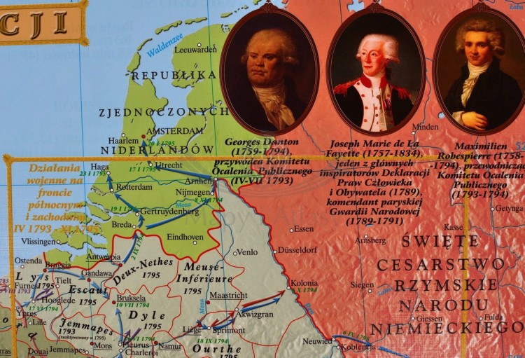 Europa w latach 1789-95 / Francja w okresie rewolucji. Mapa ścienna wydawnictwa Meridian. Fragment 11