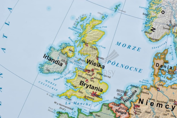 Europa. Mapa polityczna i fizyczna. Podkładka na biurko. Fragment 14