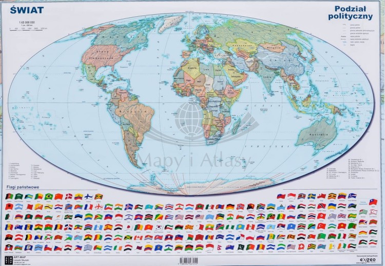Świat. Mapa polityczna i fizyczna. Podkładka na biurko. Pierwsza strona