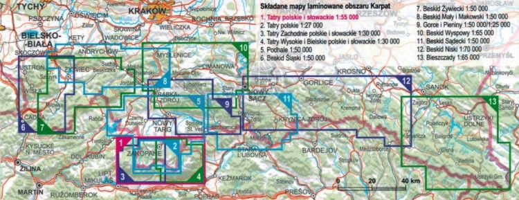 Tatry Polskie i Słowackie 1:55 000. Laminowana mapa turystyczna wydawnictwa ExpressMap. Publikacje