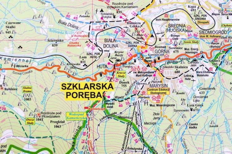Karkonosze Polskie i Czeskie, Rudawy Janowickie. Mapa turystyczna w wersji do wpinania. Fragment 6