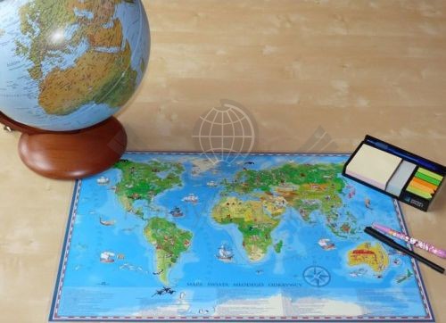 Świat Młodego Odkrywcy. Dwustronna podkładka na biurko do ćwiczeń dla dzieci + pisak