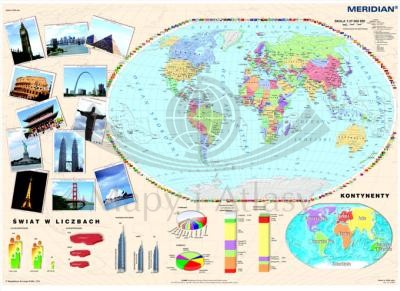 Świat w 2010 roku. Mapa ścienna. Drewniane półwałki