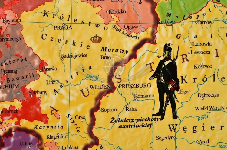 Europa w latach 1789-95 / Francja w okresie rewolucji. Mapa ścienna wydawnictwa Meridian. Fragment 2