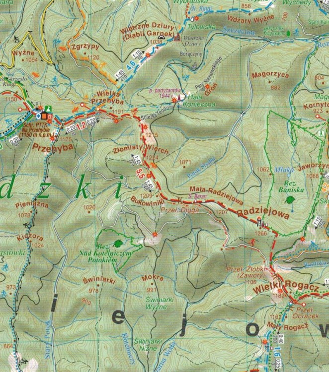 Beskid Sądecki 1:50 000. Mapa turystyczna wydawnictwa Compass. Fragment 1