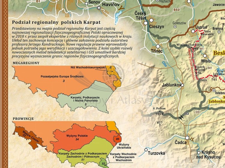 Polskie Karpaty 1:260 000. Mapa w wersji magnetycznej. Fragment 2