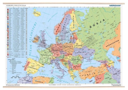 Europa 1:4 000 000. Mapa ścienna polityczna wydawnictwa Meridian. Całość