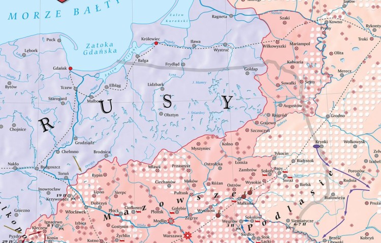Powstanie styczniowe 1863-1864. Mapa ścienna wydawnictwa Meridian. Fragment 1