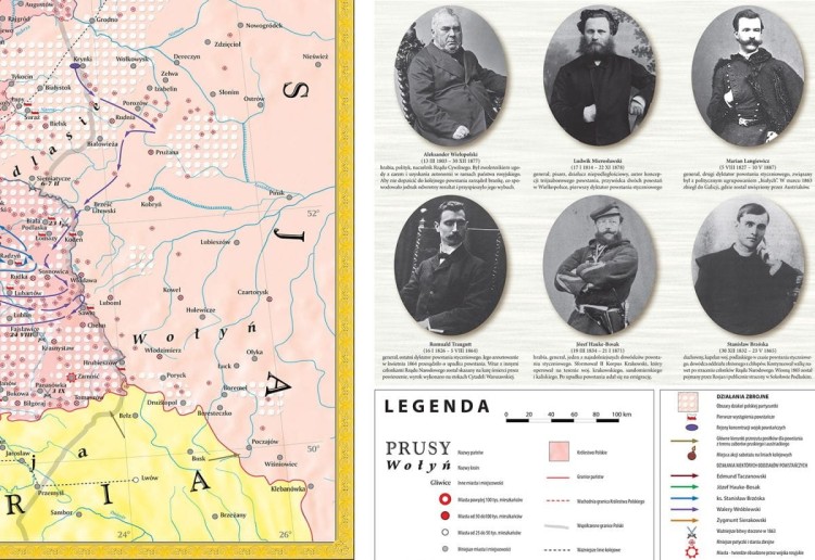 Powstanie styczniowe 1863-1864. Mapa ścienna wydawnictwa Meridian. Fragment 2