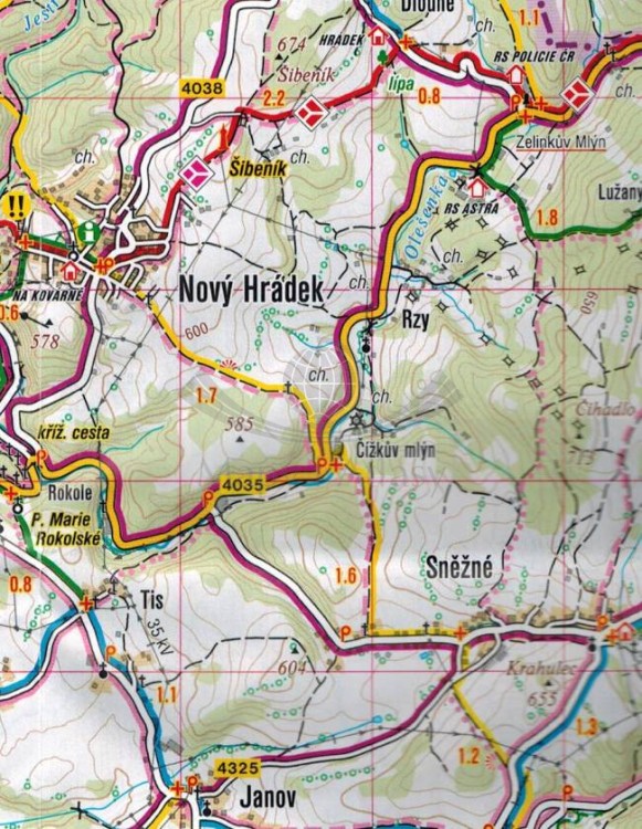 Góry Orlickie i Stołowe / Orlicke Hory. Mapa turystyczna 428 wydawnictwa Shocart. Fragment 2
