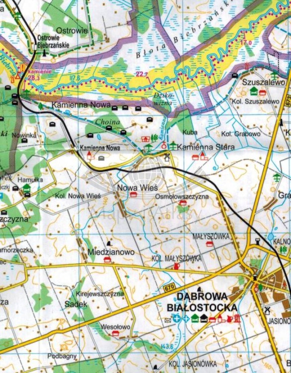 Biebrza 1:100 000. Laminowana mapa turystyczna wydawnictwa TD Mapy. Fragment 2
