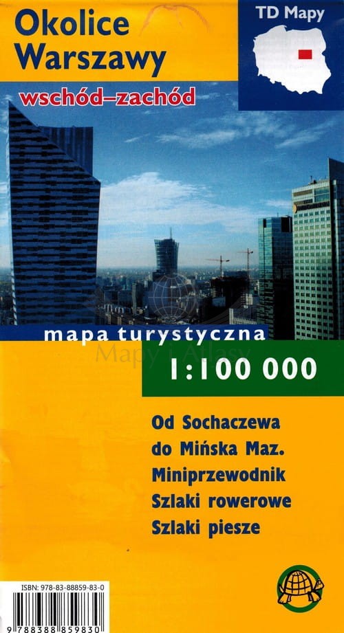 Okolice Warszawy wschód-zachód 1:100 000. Laminowana mapa turystyczna. TD Mapy