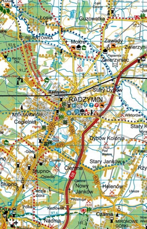 Okolice Warszawy wschód-zachód 1:100 000. Laminowana mapa turystyczna wydawnictwa TD Mapy. Fragment 2