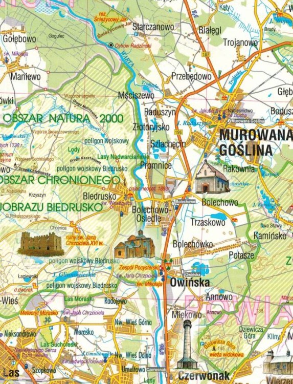 Szlak Piastowski. Poznań-Gniezno-Inowrocław. Mapa turystyczna wydawnictwa Galileos. Fragment 1