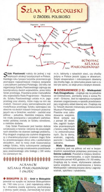 Szlak Piastowski. Poznań-Gniezno-Inowrocław. Mapa turystyczna wydawnictwa Galileos. Informator - fragment