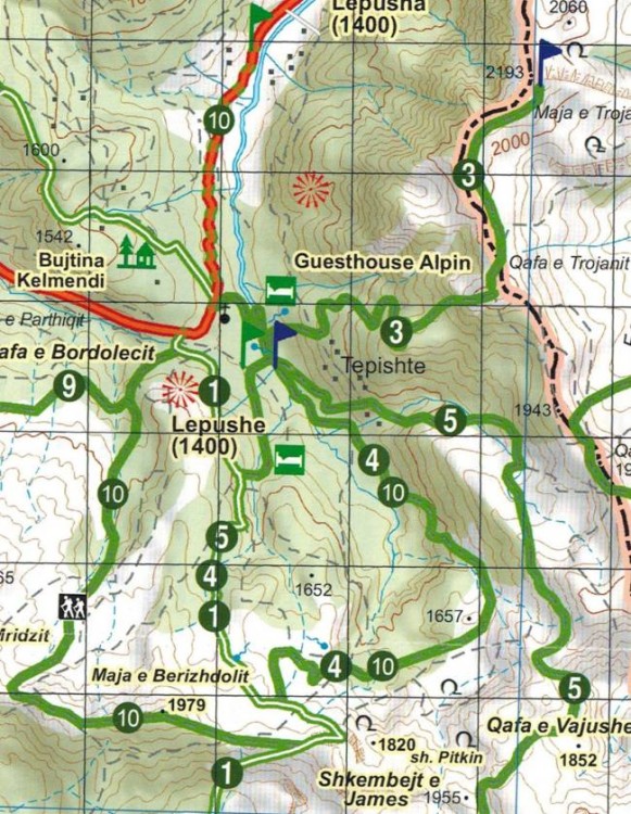 Góry Przeklęte / Prokletije:  Vermoshi, Tamare, Razma, Thethi 1:50 000 /1/. Mapa turystyczno-rowerowa. Fragment 1