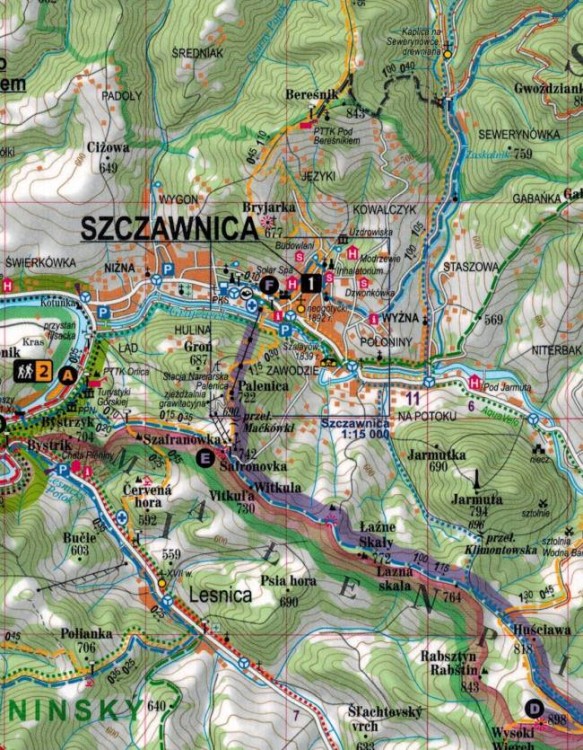 Pieniny i Gorce. Laminowana mapa turystyczna + Miniprzewodnik wydawnictwa ExpressMap. Fragment 1
