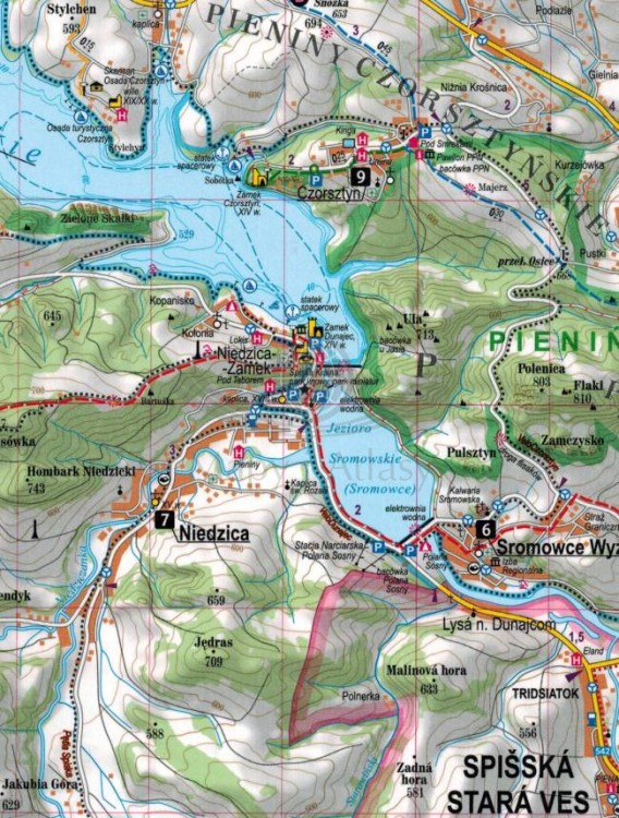 Pieniny i Gorce. Laminowana mapa turystyczna + Miniprzewodnik wydawnictwa ExpressMap. Fragment 2