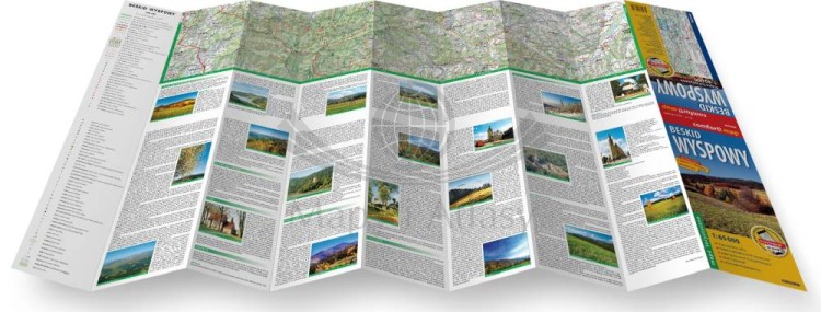 Beskid Wyspowy 1:65 000. Laminowana mapa turystyczna wydawnictwa ExpressMap. Rozłożona mapa