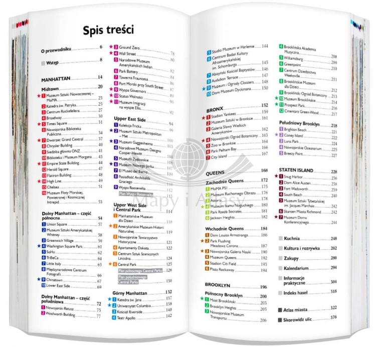 Nowy Jork 3 w 1. Przewodnik, atlas i laminowana mapa wydawnictwa ExpressMap. Spis treści