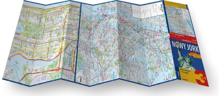 Nowy Jork 3 w 1. Przewodnik, atlas i laminowana mapa wydawnictwa ExpressMap. Rozłożona mapa