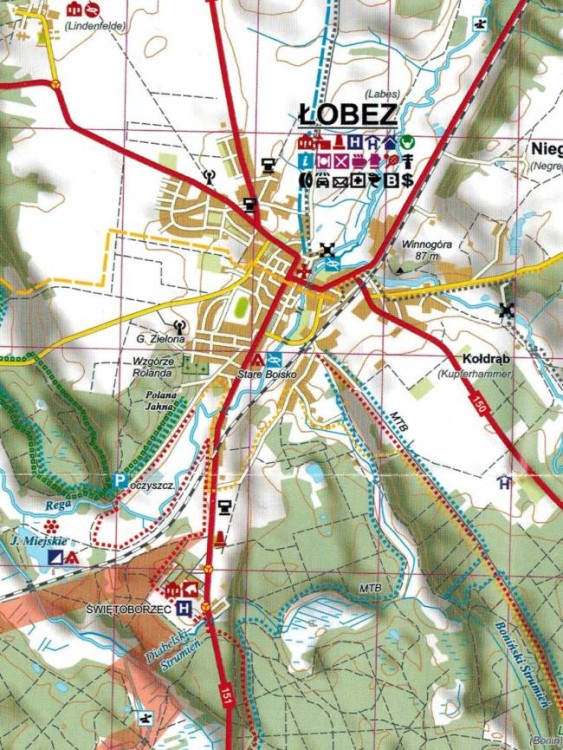 Łobez 1:50 000. Mapa turystyczna wydawnictwa EKO-MAP. Fragment 1