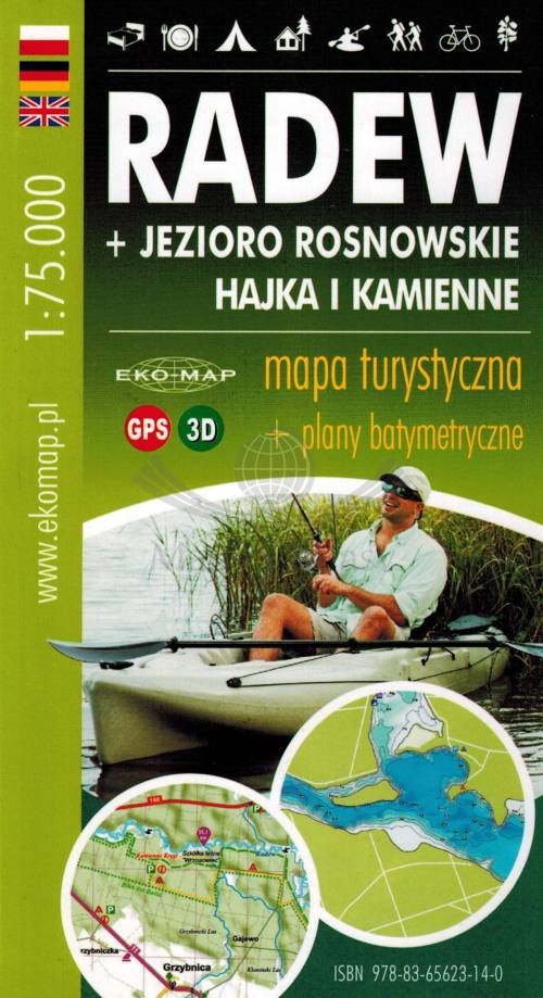 Radew, Jezioro Rosnowskie, Hajka i Kamienne 1:75 000. Laminowana mapa turystyczna. EKO-MAP