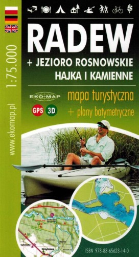 Radew, Jezioro Rosnowskie, Hajka i Kamienne 1:75 000. Laminowana mapa turystyczna wydawnictwa EKO-MAP. Okładka