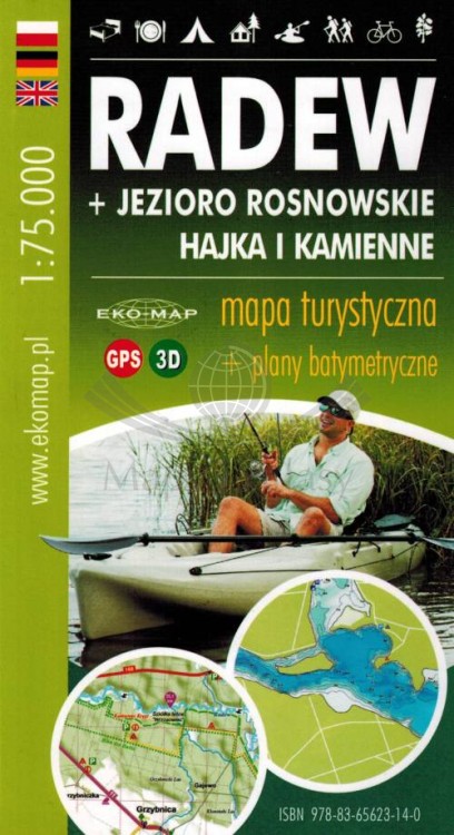 Radew, Jezioro Rosnowskie, Hajka i Kamienne 1:75 000. Laminowana mapa turystyczna wydawnictwa EKO-MAP. Okładka