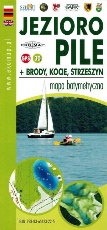 Jezioro Pile + Brody, Kocie, Strzeszyn. Mapa batymetryczna wydawnictwa EKO-MAP. Okładka