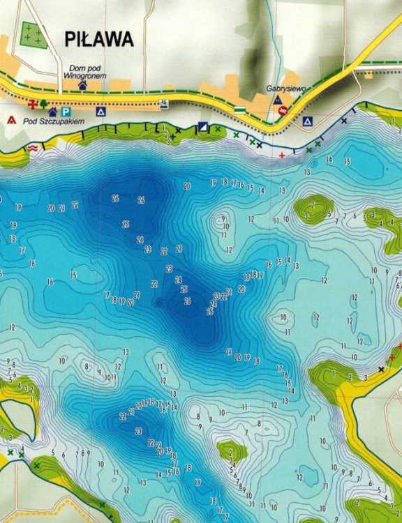 Jezioro Pile + Brody, Kocie, Strzeszyn. Mapa batymetryczna wydawnictwa EKO-MAP. Fragment 2