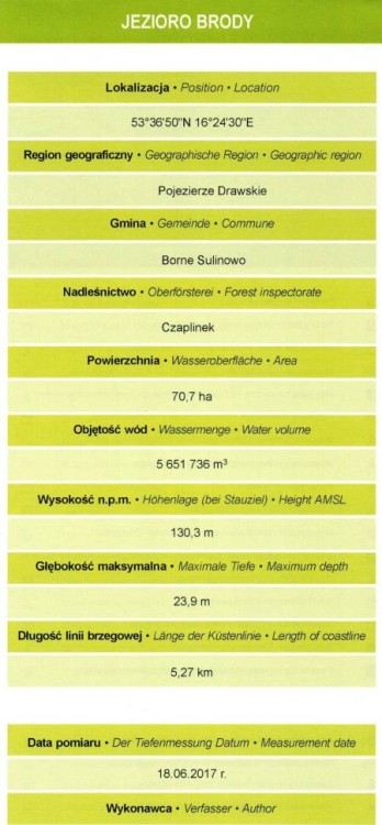 Jezioro Pile + Brody, Kocie, Strzeszyn. Mapa batymetryczna wydawnictwa EKO-MAP. Informator