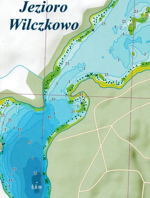 Jezioro Trzesiecko + Wilczkowo. Mapa batymetryczna wydawnictwa EKO-MAP. Fragment 2