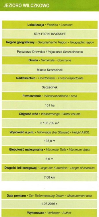 Jezioro Trzesiecko + Wilczkowo. Mapa batymetryczna wydawnictwa EKO-MAP. Informator
