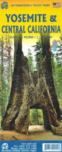 Yosemite i środkowa Kalifornia. Wodoodporna mapa samochodowo-turystyczna wydawnictwa ITMB. Okładka