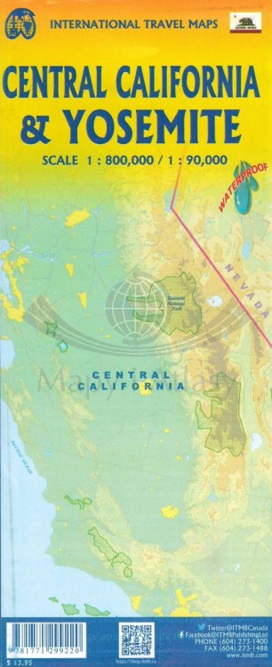 Yosemite i środkowa Kalifornia. Wodoodporna mapa samochodowo-turystyczna wydawnictwa ITMB. Okładka tył