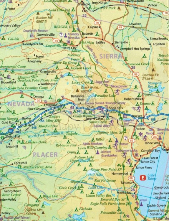 Yosemite i środkowa Kalifornia. Wodoodporna mapa samochodowo-turystyczna wydawnictwa ITMB. Fragment 1