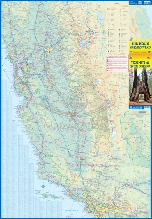 Yosemite i środkowa Kalifornia. Wodoodporna mapa samochodowo-turystyczna wydawnictwa ITMB. Pierwsza strona