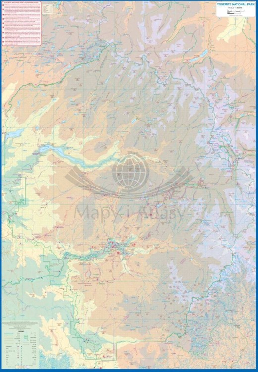 Yosemite i środkowa Kalifornia. Wodoodporna mapa samochodowo-turystyczna wydawnictwa ITMB. Druga strona
