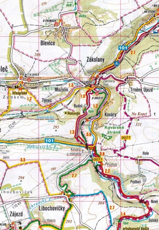 Praga. Północne okolice Pragi / Okoli Prahy - Sever. Mapa turystyczna 418 wydawnictwa Shocart. Fragment 2