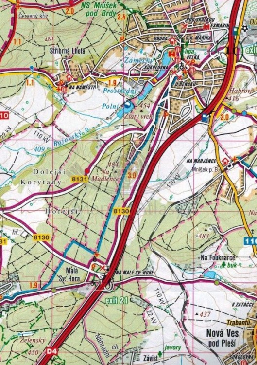 Praga. Południowe okolice / Okoli Prahy - Jih. Mapa turystyczna 419 wydawnictwa Shocart. Fragment 2