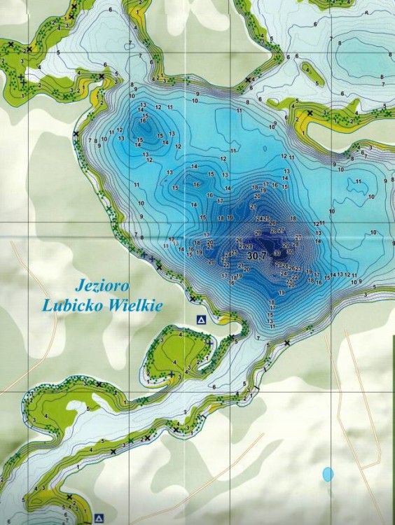 Jezioro Komorze + Lubicko. Mapa batymetryczna wydawnictwa EKO-MAP. Fragment 1