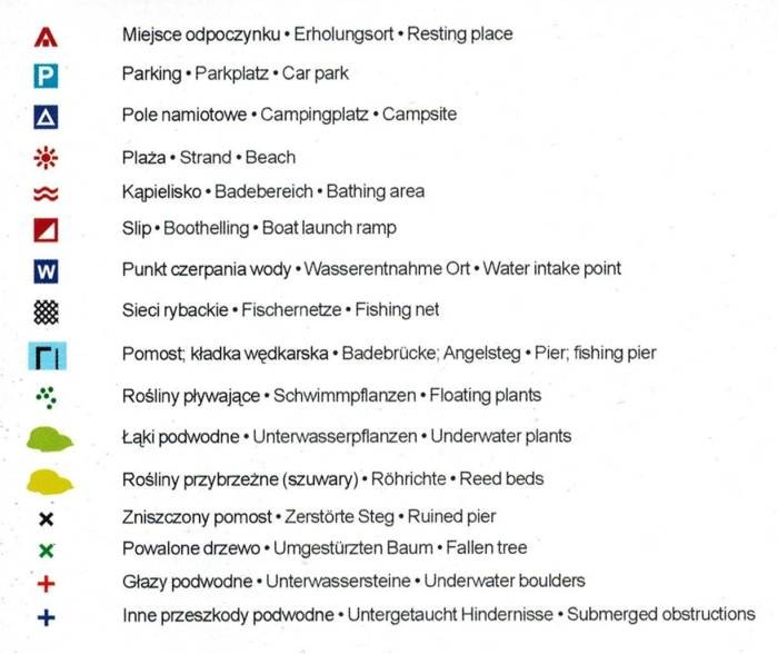 Jezioro Komorze + Lubicko. Mapa batymetryczna wydawnictwa EKO-MAP. Legenda