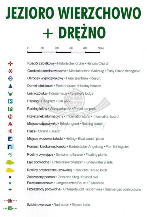 Jezioro Wierzchowo + Drężno. Mapa batymetryczna wydawnictwa EKO-MAP. Legenda
