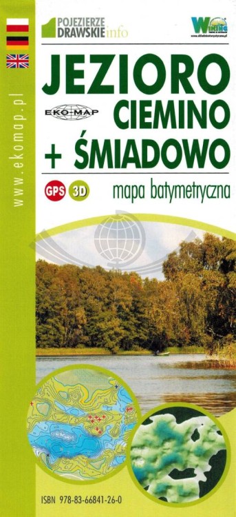 Jeziora Szczecineckie. Zestaw: 5 x mapa batymetryczna wydawnictwa EKO-MAP. Jezioro Ciemino - okładka