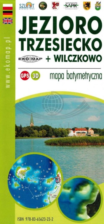 Jeziora Szczecineckie. Zestaw: 5 x mapa batymetryczna wydawnictwa EKO-MAP. Jezioro Trzesiecko - okładka